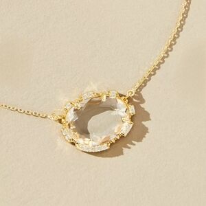 18k gold plated crystal pendant necklace: nwot